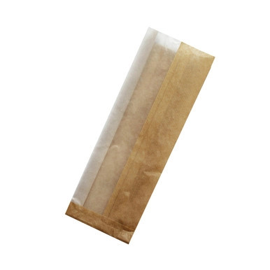 Brown sandwich bag with crystal window - L: 12.2in W: 4.3in H: 1.6in - 1000 pcs