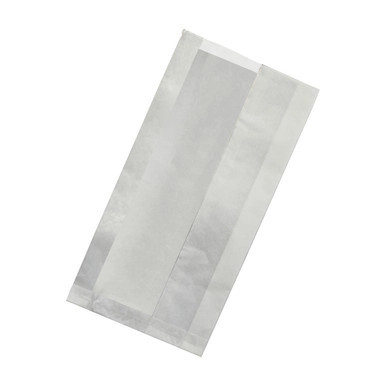White greaseproof sandwich bag with crystal window - L:15.74in W:7.9in H:2.4in - 1000 pcs