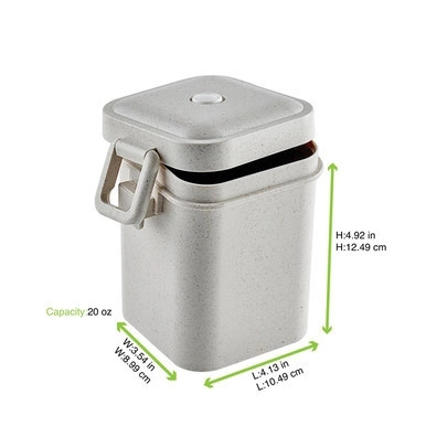 HUSKLY Reusable Soup can with lid beige husk composite - 20 oz H:4.92in L:4.13in W:3.54in - 25 pcs