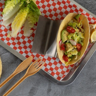 Reusable Stainless steel holder for 2 tacos - L:5.11in W:3.93in H:1.96in - 6 pcs Reusable Stainless steel holder for 2 tacos - L:5.11in W:3.93in H:1.96in - 6 pcs