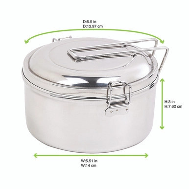Noxbox reusable round stainless steel Lunchbox with stainless steel lid - 30oz D:5.5in W:5.51in H:3in - 6 pcs Noxbox reusable round stainless steel Lunchbox with stainless steel lid - 30oz D:5.5in W:5.51in H:3in - 6 pcs