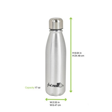 Noxbottle reusable Aluminum water bottle with PP/Metal cap - 17oz H:9.64in W:2.55in - 24 pcs