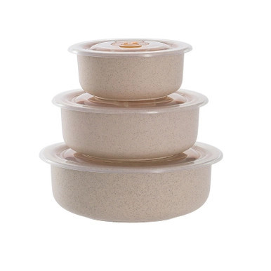 Huskly reusable beige bowl in husk composite w/ PP lid - 10oz D:3.93in H:2.28in - 40 pcs Huskly reusable beige bowl in husk composite w/ PP lid - 10oz D:3.93in H:2.28in - 40 pcs