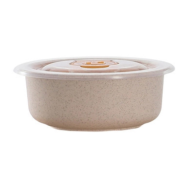 Huskly reusable beige bowl in husk composite w/ PP lid - 30oz D:5.9in H:2.95in - 20 pcs