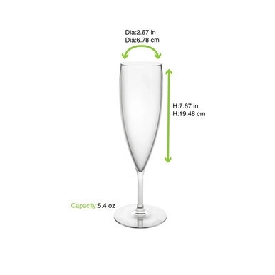 Clear reusable cupoly tritan champagne flute - 5.4oz H:7.67in D:2.67in - 58 pcs Clear reusable cupoly tritan champagne flute - 5.4oz H:7.67in D:2.67in - 58 pcs