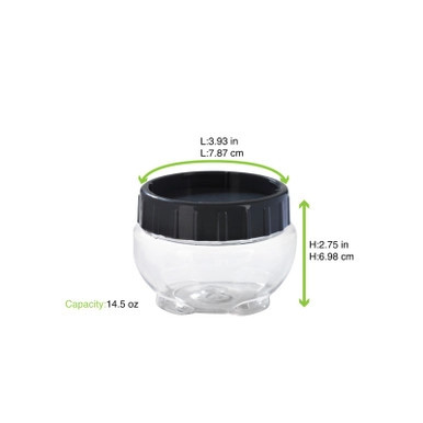 Bokolocko reusable  pet with grey lid - 14.5oz D:3.93in H:2.75in - 36 pcs