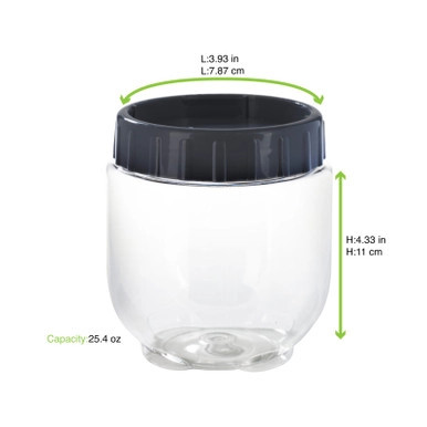 Bokolocko reusable  pet with grey lid - 25.4oz D:3.93in H:4.33in - 24 pcs