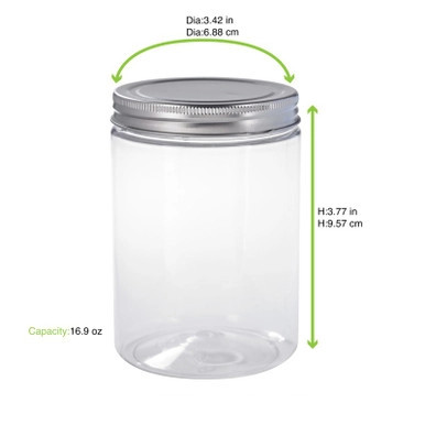 Bokotwist reusable PET jar - 16.9oz D:3.42in H:3.77in - 160 pcs