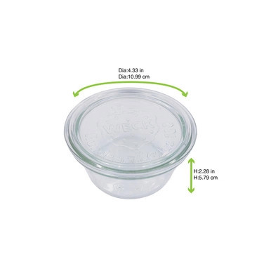 Bokocook reusable Weck jars with glass lid mold - 9.8oz H:2.28in D:3.93in - 6 pcs