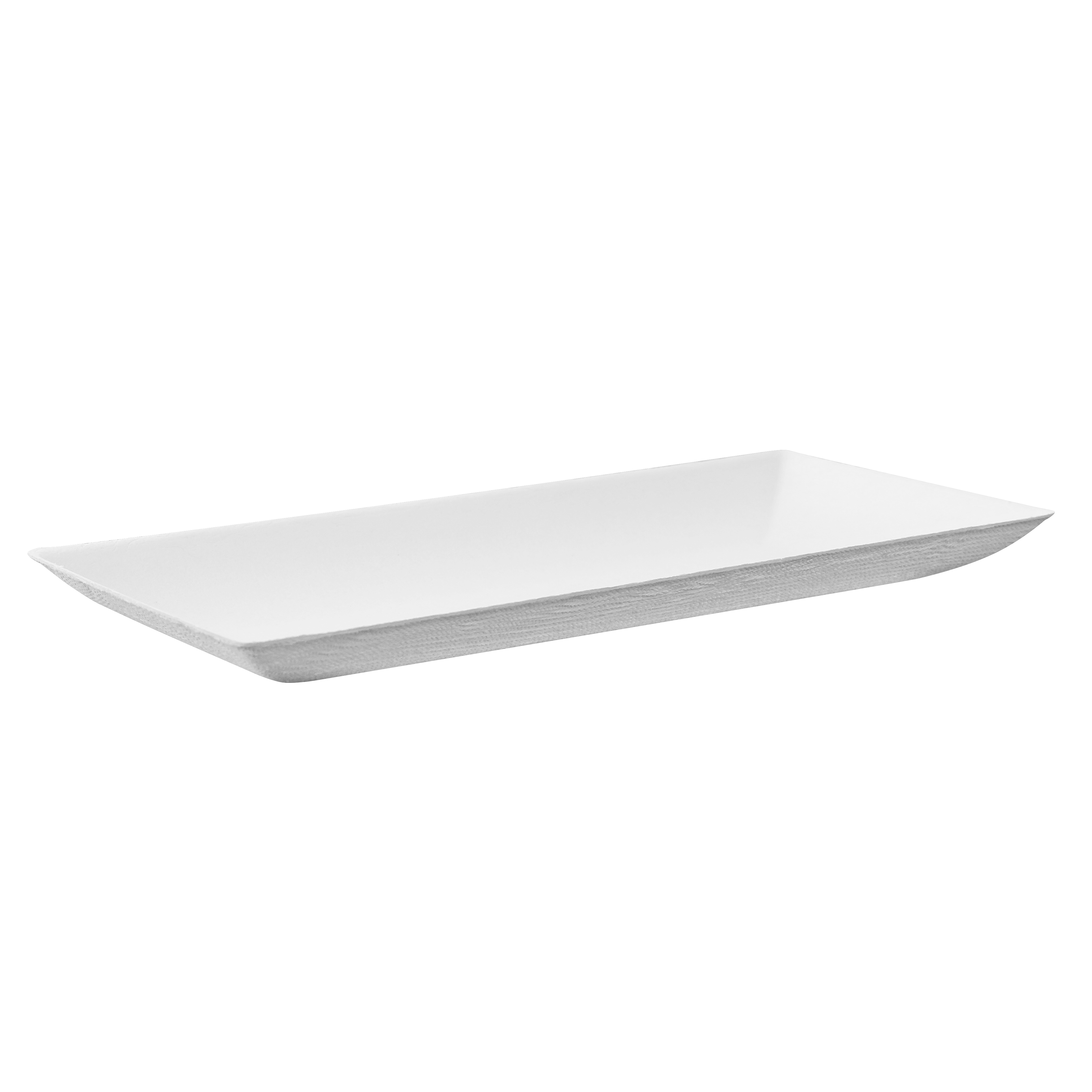Bio n Chic Rectangular White Sugarcane Plate (No added PFAs) - L:7in W:3.5in H:0.5in - 100 pcs