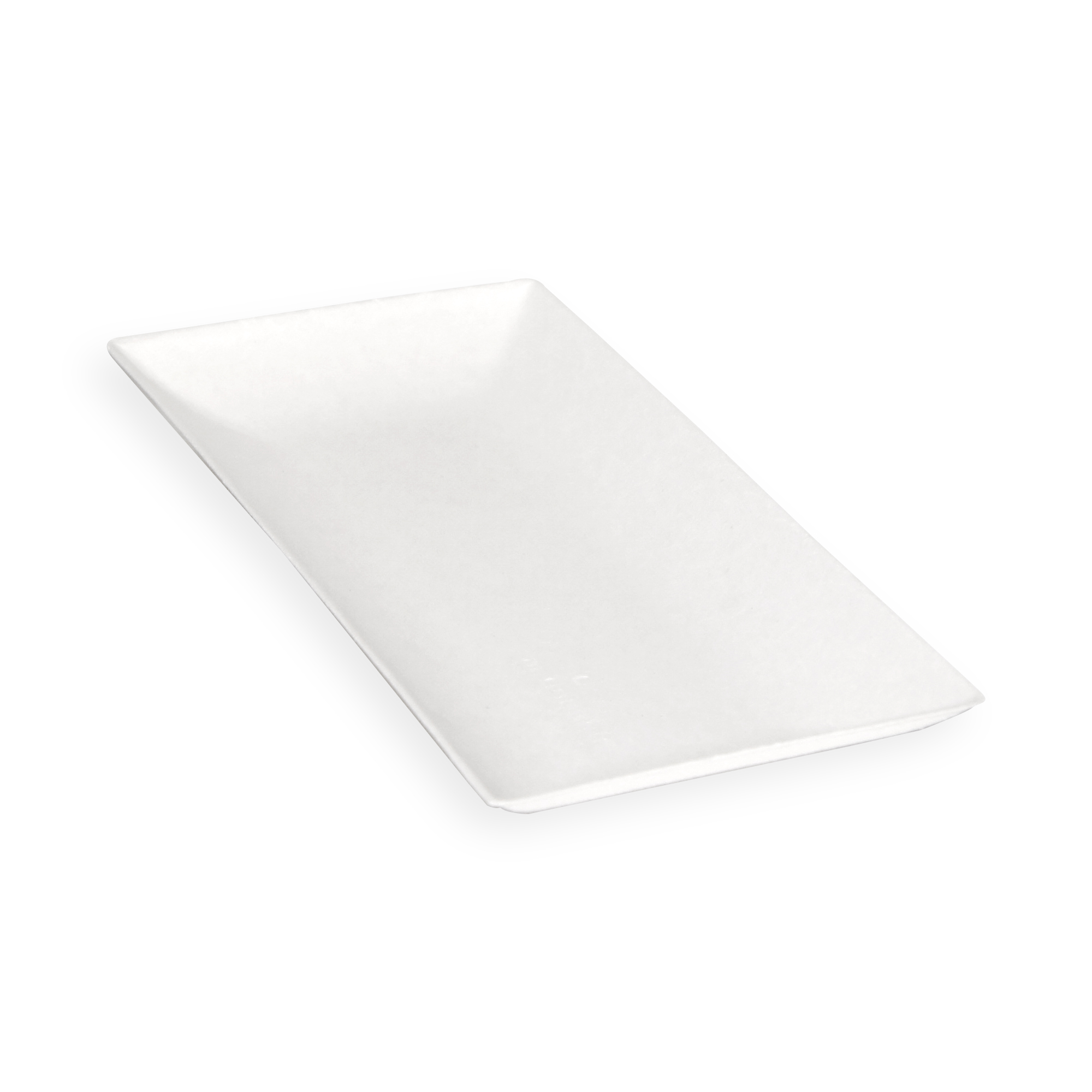 Bio n Chic Rectangular White Sugarcane Plate (No added PFAs) - L:7in W:3.5in H:0.5in - 100 pcs
