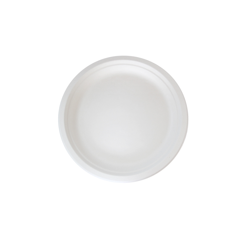 Sugarcane White Round Plate (No added PFAs) - D:6in - 1000 pcs