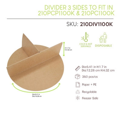 Divider 3 sides to fit in 210PCP1100K & 210PCCO1200K - D:6.4in H:1.7in - 360 pcs