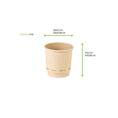 Bamboo Fiber Cup Plastic Free - 4oz D:2.4in H:2.4in - 1000 pcs