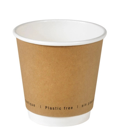 Kraft Double Wall Paper Cup Plastic Free - 10oz D:3.5in H:3.4in - 500 pcs
