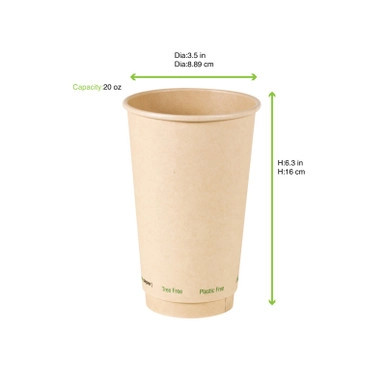Bamboo Fiber Cup Plastic Free - 20oz D:3.5in H:6.3in - 1000 pcs