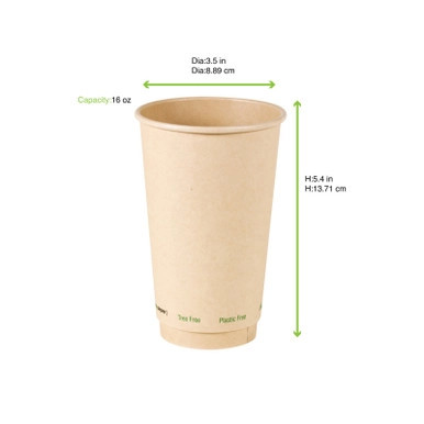 Bamboo Fiber Cup Plastic Free - 16oz D:3.5in H:5.4in - 1000 pcs