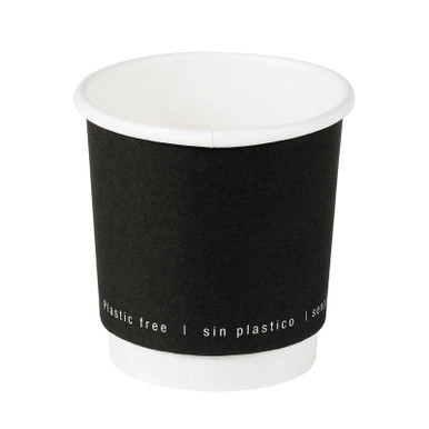 Black Double Wall Paper Cup Plastic Free - 8oz D:3.1in H:3.6in - 500 pcs