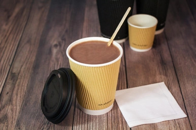 Kraft Rippled Wall Cup Plastic Free - 4oz D:2.4in H:2.4in - 1000 pcs