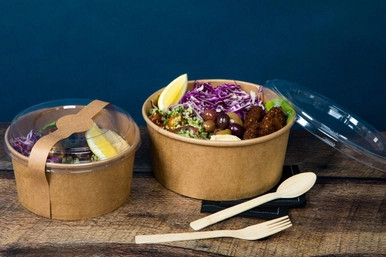 Buckaty Bamboo paperboard multi purpose bowl Plastic Free - 16oz L:5.9in W:5in H:1.85in - 360 pcs