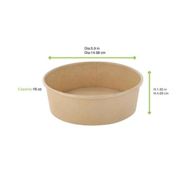 Buckaty Bamboo paperboard multi purpose bowl Plastic Free - 16oz L:5.9in W:5in H:1.85in - 360 pcs