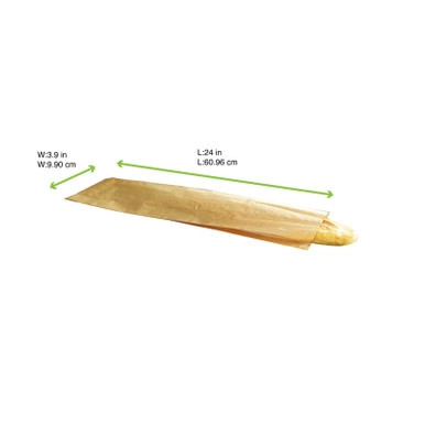 Kraft/brown paper bread bag - L:24in W:3.9in - 1000 pcs