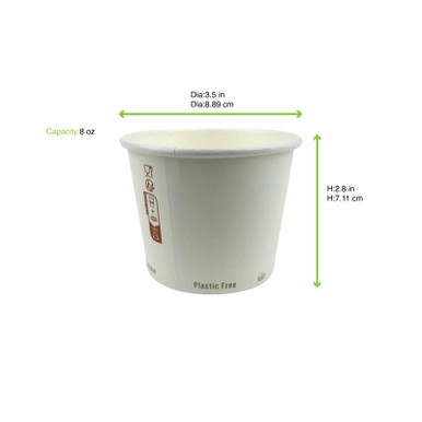 Compostable Soup Cup - 8oz D:3.5in H:2.8in - 500 pcs