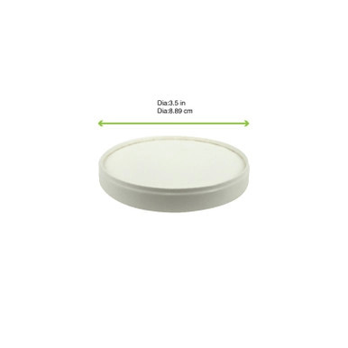 Compostable Paper Lid For 8 oz Cup - D:3.5in - 500 pcs