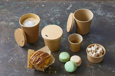 Compostable Kraft Paper Coffee Lid for 8oz - D:3.15in - 1000 pcs