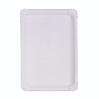 White rectangular cardboard plate - L:12.99in W:9.06in - 100 pcs