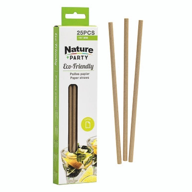 Kraft paper straw - D:0.24in H:7.76in - 300 pcs