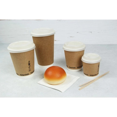 Double walled PLA cardboard cup - 12oz D:3.54in H:4.33in - 300 pcs