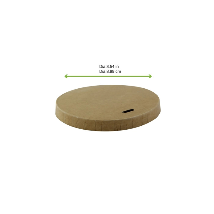 Compostable Kraft Paper Coffee Lid for 10oz / 12oz / 16oz / 20oz - D:3.54in - 1000 pcs