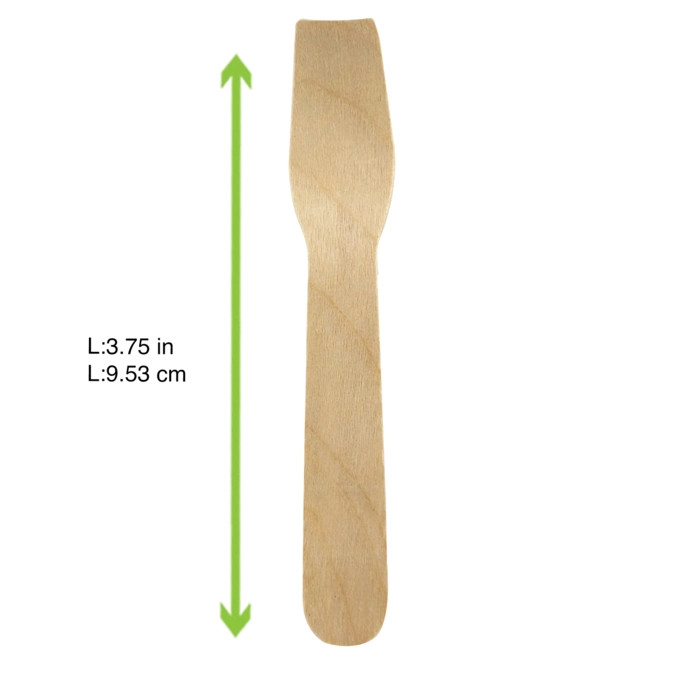 Wooden Ice Cream Spoon Wrapped - L:3.75in - 3000 pcs