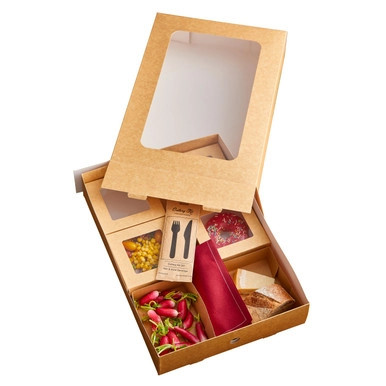 Kraft Paper Large Tray - L:17.7in W:12.1in H:3.1in - 100 pcs
