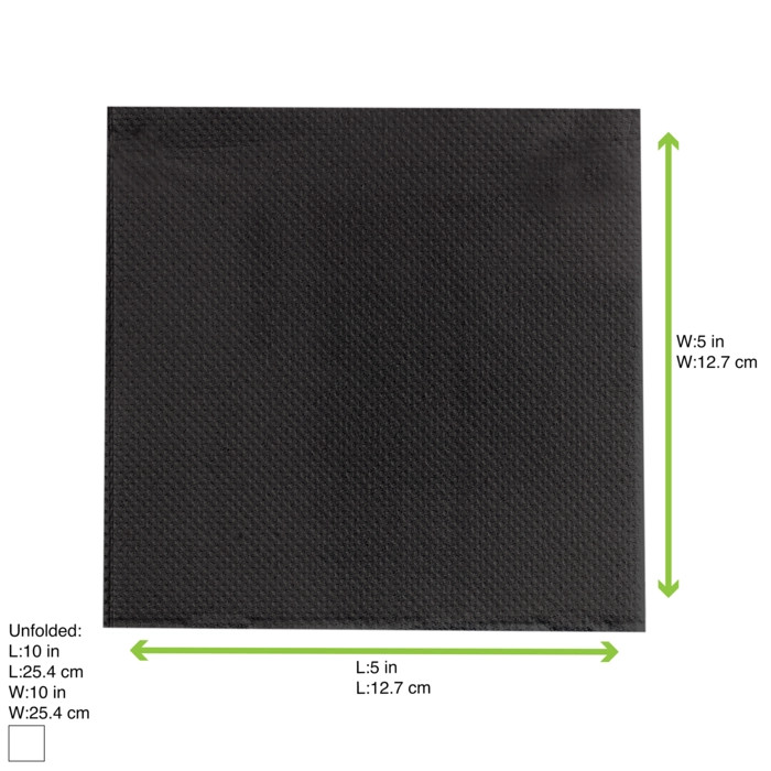 Point to point Black Tissue Napkin - L:8in W:8in 2 Ply, 1/4 Fold - 2700 pcs
