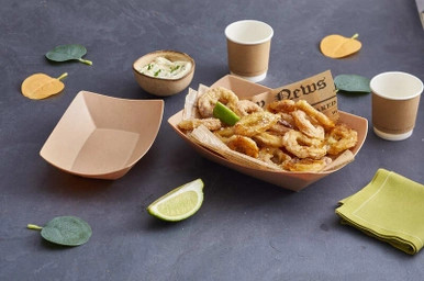 HUSKLY Reusable food tray beige husk composite - 10oz L:6.3in W:4.7in H:1.3in - 10 pcs