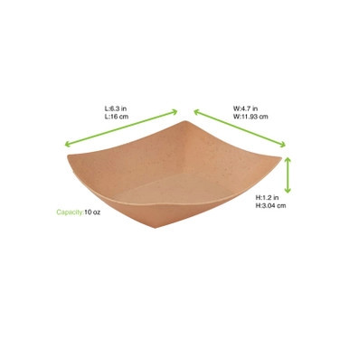 HUSKLY Reusable food tray beige husk composite - 10oz L:6.3in W:4.7in H:1.3in - 10 pcs