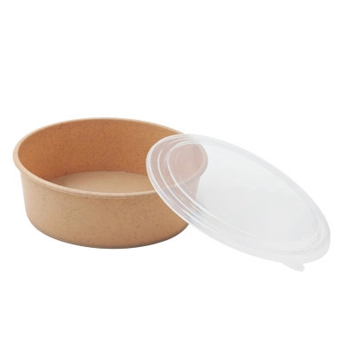 HUSKLY Reusable salad bowl and clear lid beige husk composite - 40oz D:7.3in H:2.7in - 10 pcs
