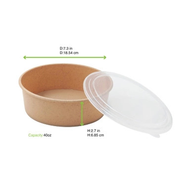 HUSKLY Reusable salad bowl and clear lid beige husk composite - 40oz D:7.3in H:2.7in - 10 pcs