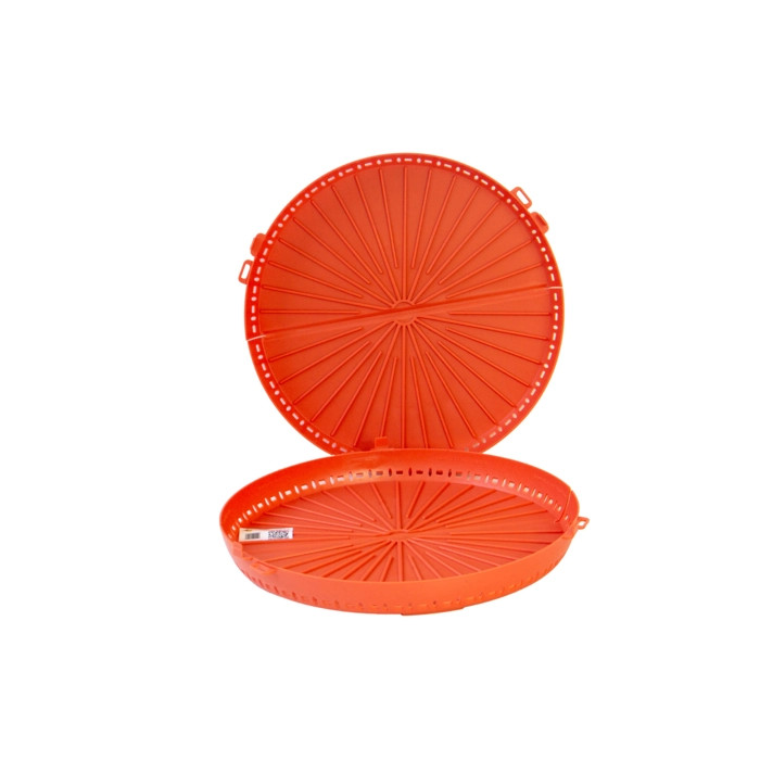 HUSKLY Reusable round pizza box red husk composite - D:10.2in H:1.1in - 12 pcs (6 sets)