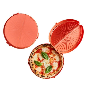 HUSKLY Reusable round pizza box red husk composite - D:13.4in H:1.1in - 12 pcs (6 sets)