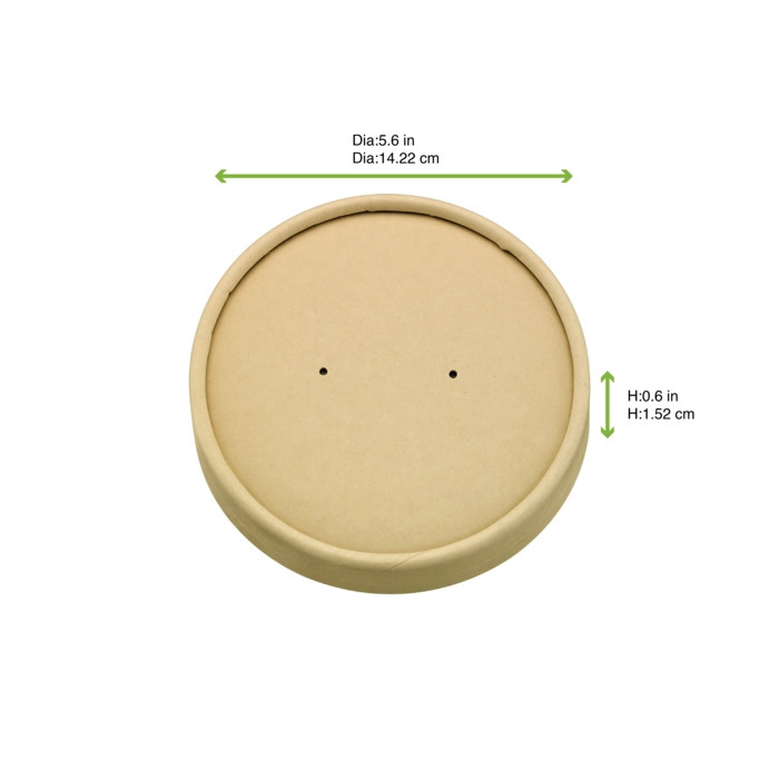 Kraft Paper lid no plastic for  Buckaty - D:5.9in H:0.6in - 360 pcs
