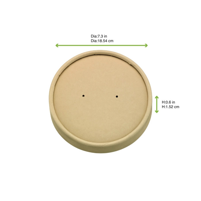 Kraft Paper lid no plastic for  Buckaty - D:7.3in H:0.6in - 360 pcs