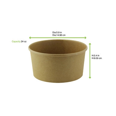 Buckaty Kraft To Go Container Plastic Free - 24oz D:5.9in H:2.4in - 360 pcs