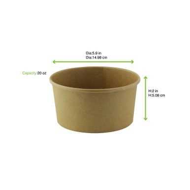Buckaty Kraft To Go Container Plastic Free - 20oz D:5.9in H:2in - 360 pcs