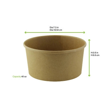 Buckaty Kraft To Go Container Plastic Free - 40oz D:7.3in H:2.6in - 360 pcs