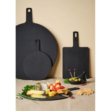 Phoenix Black wood fiber round plank - L:11.3in W:8.0in H:0.24in - 6 pcs