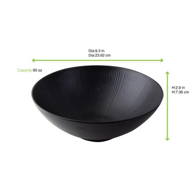 Phoenix Reusable recycled black bowl - 60oz D:9.3in H:3.5in - 12 pcs