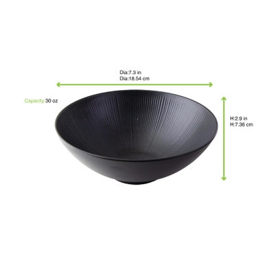 Phoenix Reusable recycled black bowl - 30oz D:7.3in H:2.9in - 12 pcs